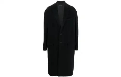Balenciaga Coats Men's Black Lapel Moderate Straight Fit