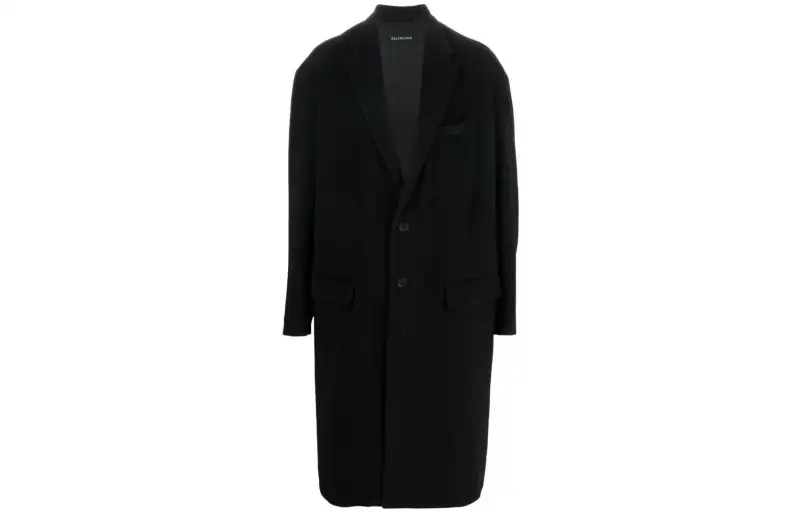 Balenciaga Coats Men's Black Lapel Moderate Straight Fit