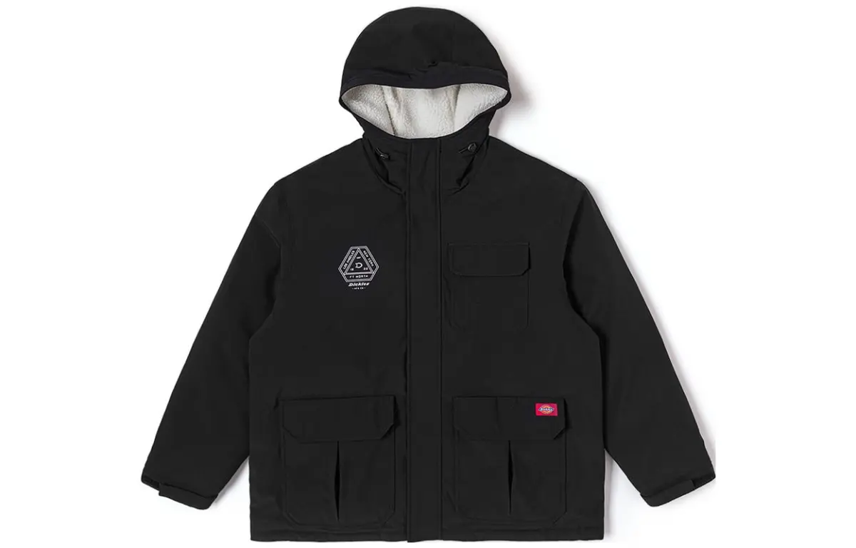 Dickies Down Jackets Unisex Asphalt Black Hooded Moderate