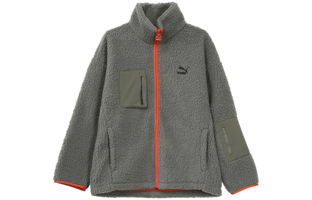 PUMA Velvet Jackets Unisex Gray Stand Collar Moderate