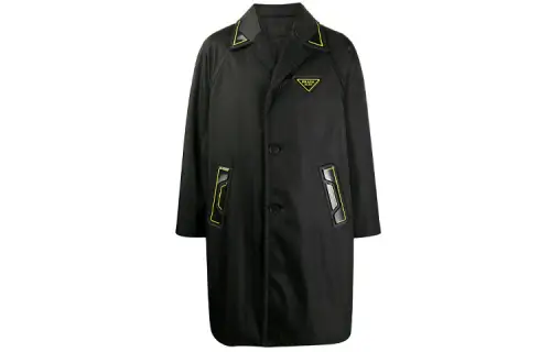 PRADA Coats Men's Black Lapel Moderate Straight Fit