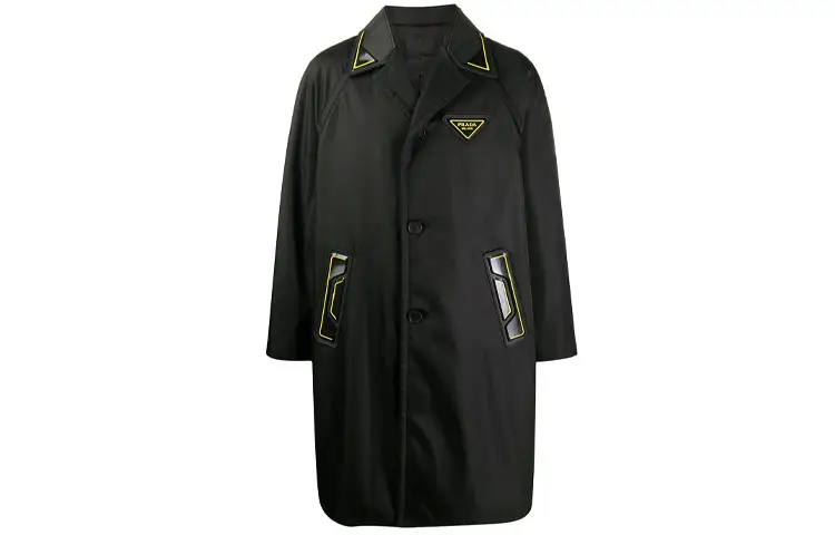 PRADA Coats Men's Black Lapel Moderate Straight Fit