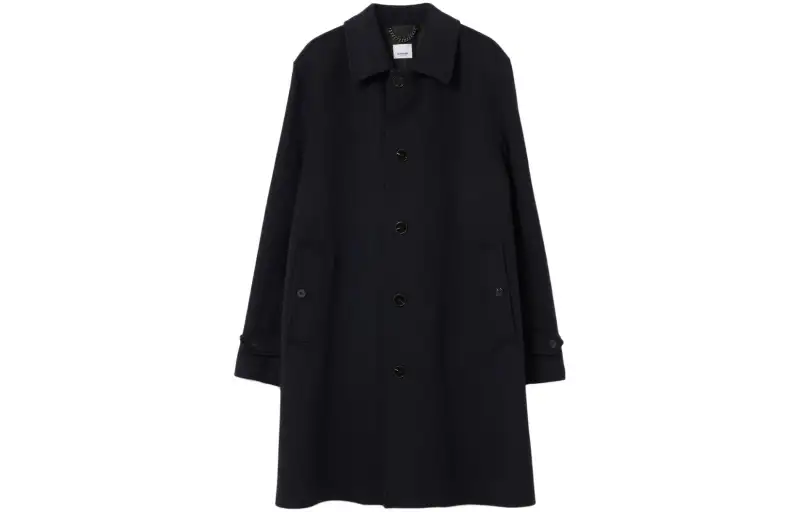 Burberry Coats Men's Black Lapel Moderate Straight Fit