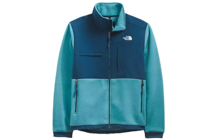 THE NORTH FACE Velvet Jackets Men's Lake Blue Stand Collar Thickened And Fleece-Lined