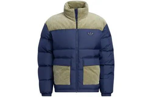 Adidas Originals Down Jackets Men's Beige Blue Stand Collar Thickened Other