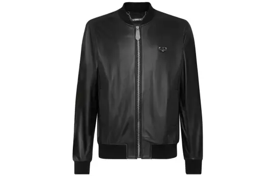 PHILIPP PLEIN Leather Bomber Jacket