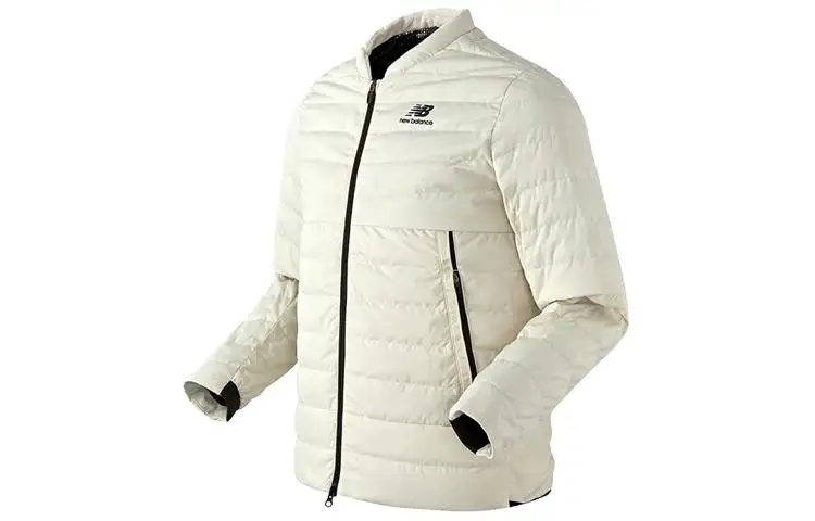 New Balance Down Jackets Men's White Stand Collar Without Hood Moderate Other