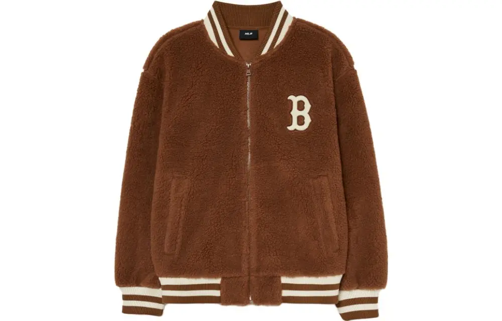 MLB Jackets Unisex Dark Brown Baseball Collar Moderate Straight Fit