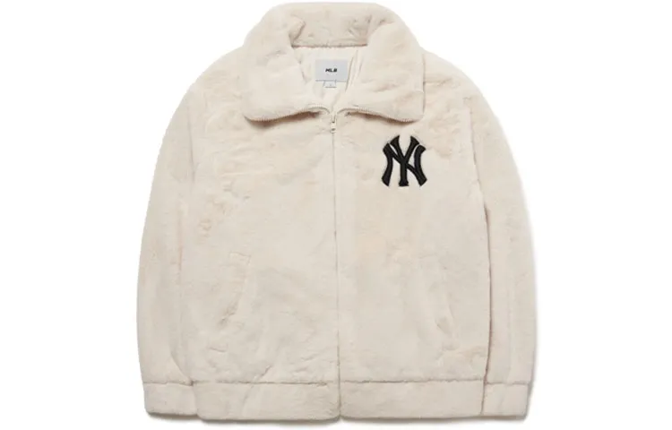 MLB Basic Logo Velvet Jackets Unisex White Lapel Moderate
