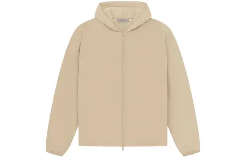 Fear of God Essentials SS23 Drop2 Essentials Fullzip Jacket Sand Solid Color Logo Zipper Hooded Velvet Casual Jacket American Heavy Cotton Jacket Men's White