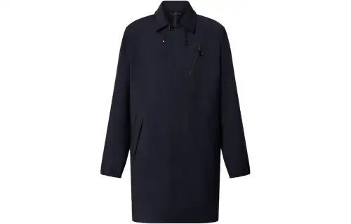 LOUIS VUITTON Technical Wool Raincoat Coat Men's Marine Blue
