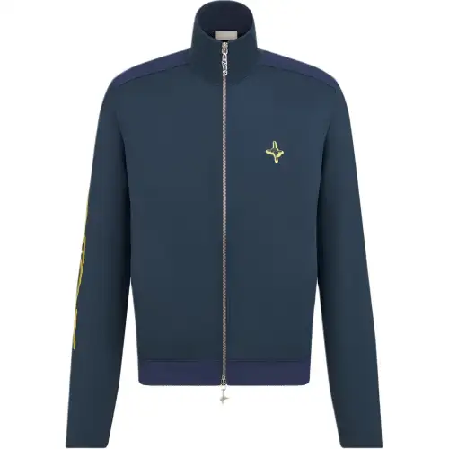 DIOR Jackets Men's Marine Blue Stand Collar Moderate Other