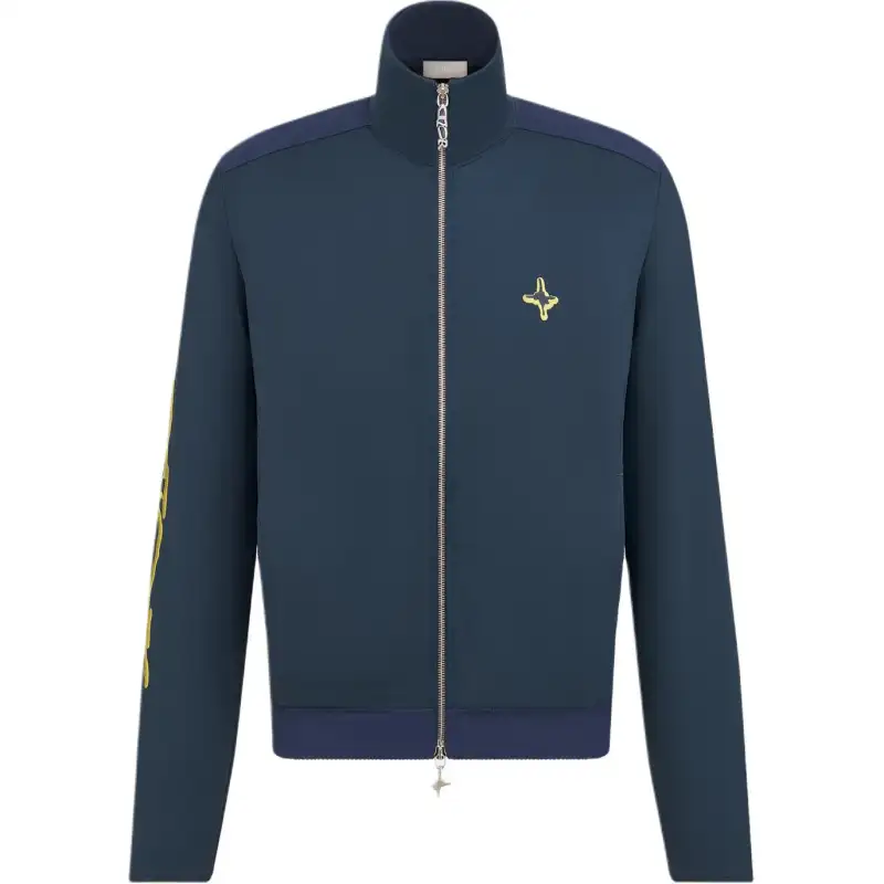 DIOR Jackets Men's Marine Blue Stand Collar Moderate Other