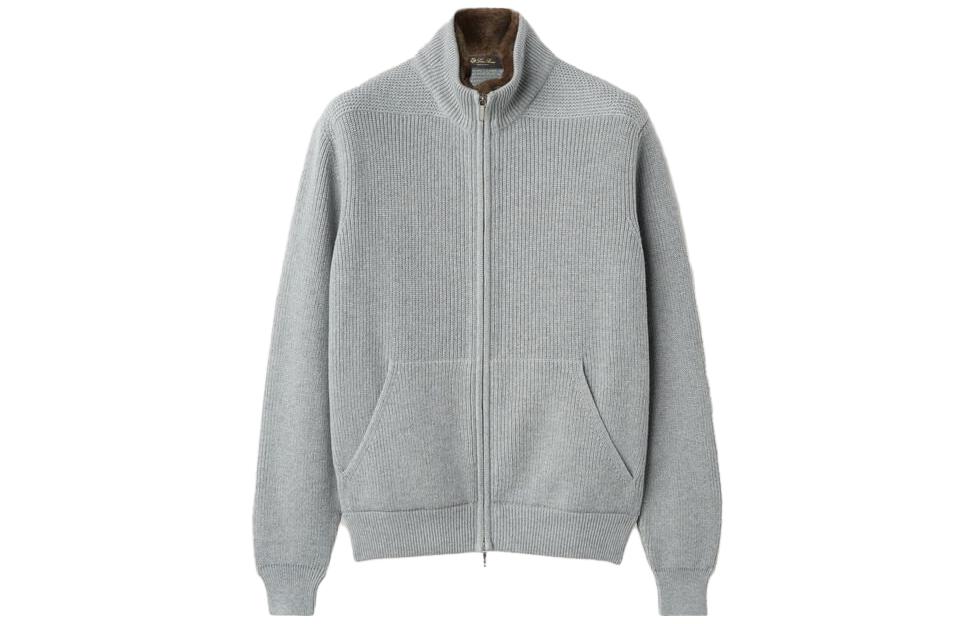 Loro Piana Jackets Men's Gray Stand Collar Moderate Pilot