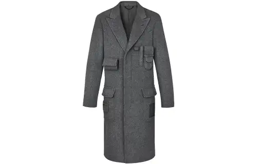 LOUIS VUITTON New Quarterly Products Of LV Coats Men's Gray Suit Collar Moderate Straight Fit