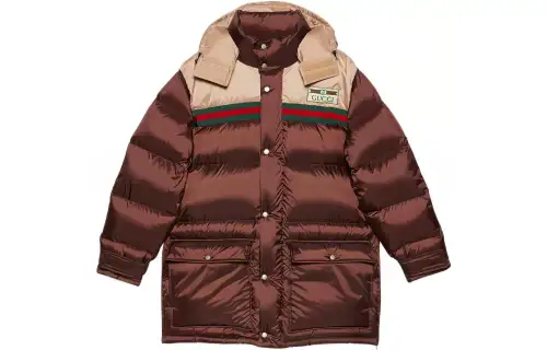 GUCCI Nylon Satin Padded Bomber Down Coat