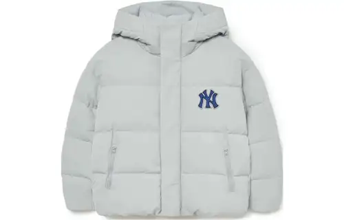 MLB New York Yankees Down Jackets Unisex Gray Hooded Moderate Puffer Jacket