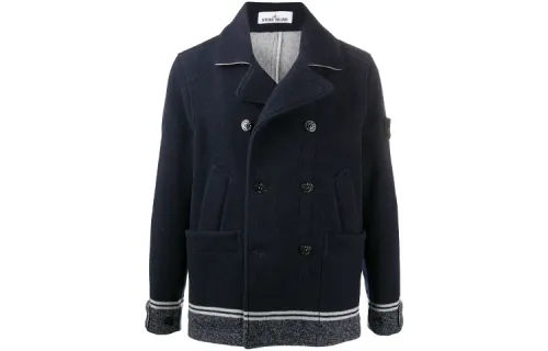STONE ISLAND Coats Men's Deep Navy Blue Lapel Moderate