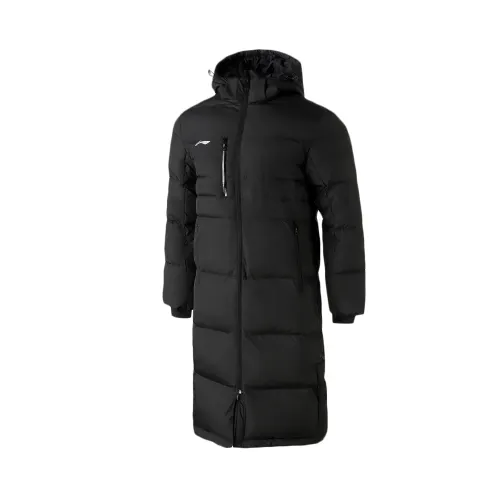 Li Ning Down Jackets Men's Black Hooded Thickened Down Coat