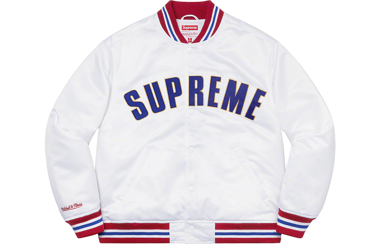 Куртка Supreme Week 8 x Mitchell & Ness Satin Varsity Jacket (разноцветный) — фото 6