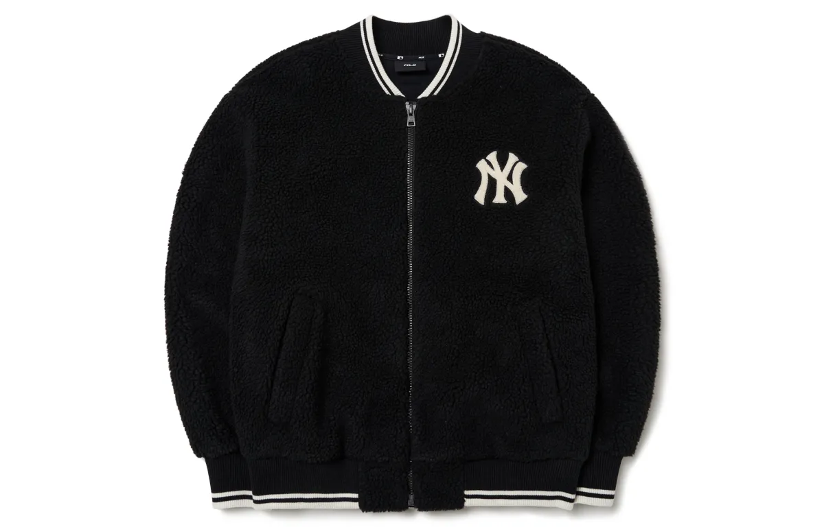 MLB New York Yankees Velvet Jackets Unisex Black Baseball Collar Thickened