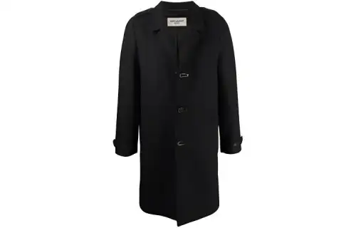 SAINT LAURENT FW21 Men Wool Single-Breasted Coat Black