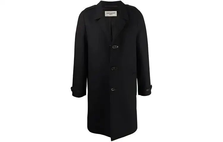 SAINT LAURENT FW21 Men Wool Single-Breasted Coat Black