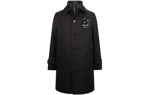 Burberry Coats Men's Black Stand Collar Moderate Straight Fit