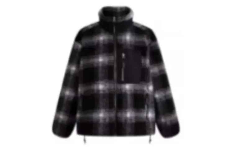 CALVIN KLEIN Velvet-feel Coat Men's Space Black Plaid