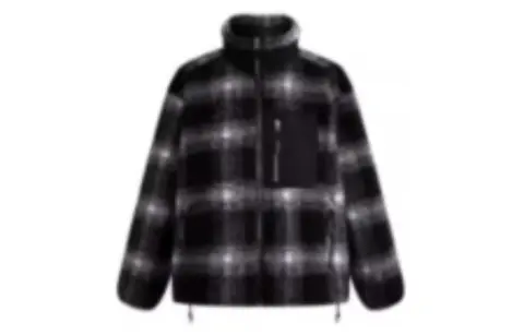 CALVIN KLEIN Velvet-feel Coat Men's Space Black Plaid