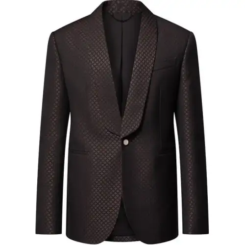 LOUIS VUITTON Wool Silk Blend Monogram Single Breasted Tuxedo Jacket