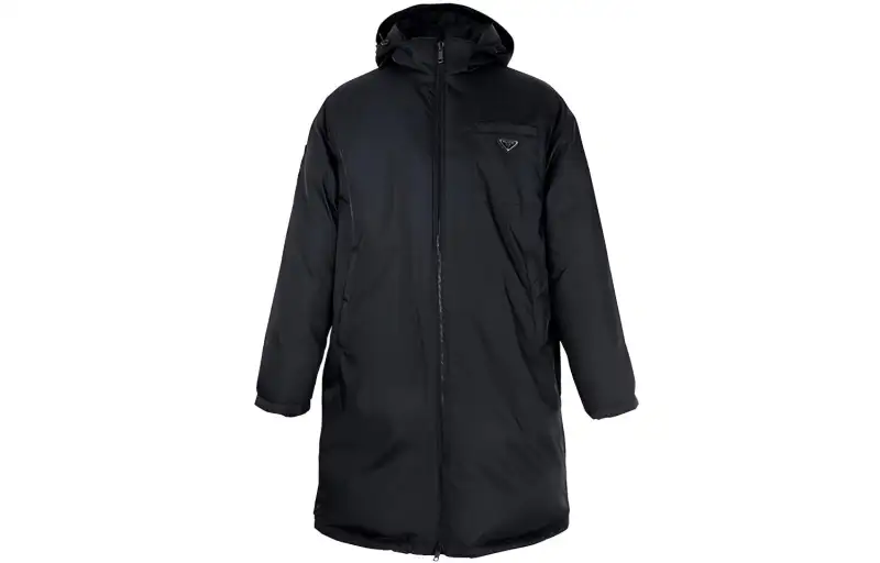 PRADA Coats Men's Black Hooded Moderate Straight Fit