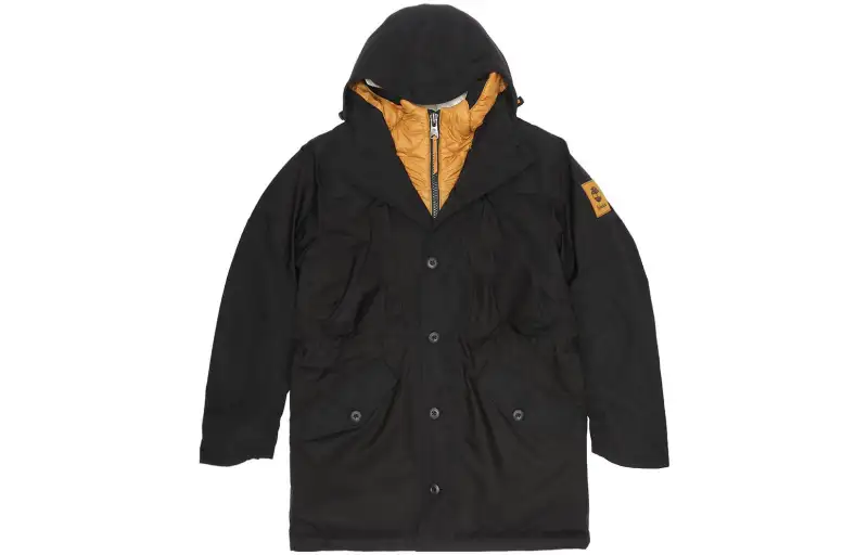 Timberland Puffer Jackets Men's Black Stand Collar Thickened Hard Shell