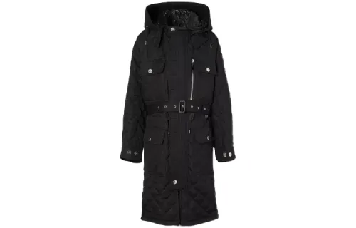 Burberry Detachable Hood Quilted Ramie Cotton Parka