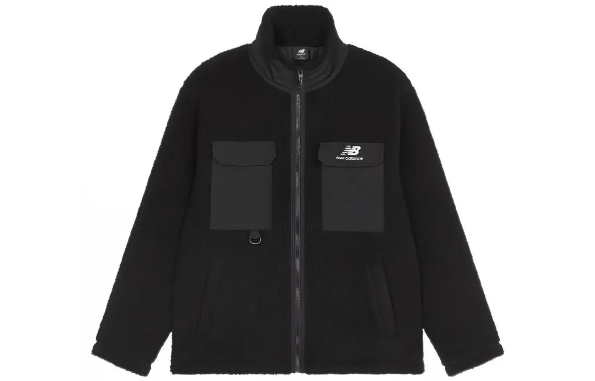New Balance Velvet Jackets Men's Black Stand Collar Moderate