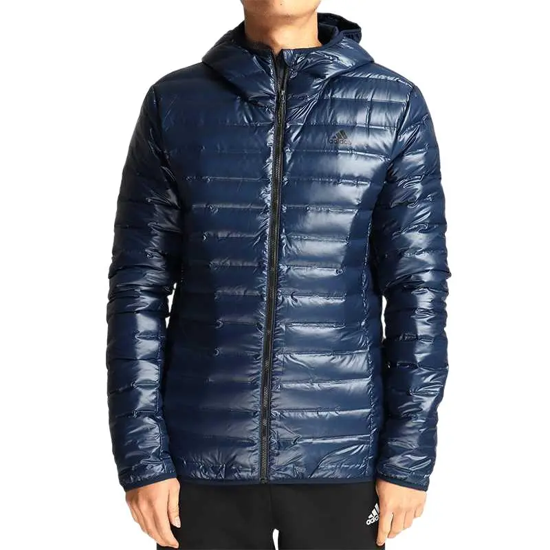 Adidas Down Jackets Men's Blue Hooded Moderate