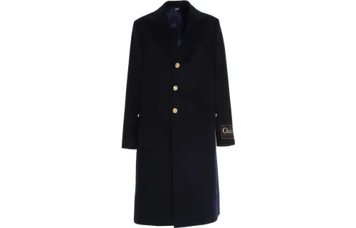 GUCCI Coats Men's Marine Blue Lapel Moderate Straight Fit