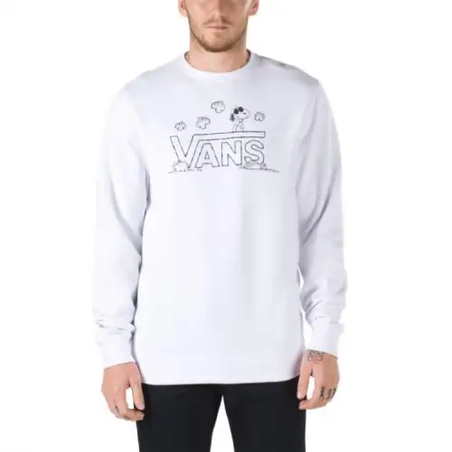 Vans Sweatshirts Men's White Crew Neck Moderate Regular