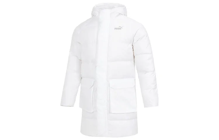 PUMA Down Jackets Men's White Hooded Moderate Straight Fit