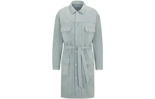 DIOR Coats Men's Light Blue Lapel Moderate Straight Fit