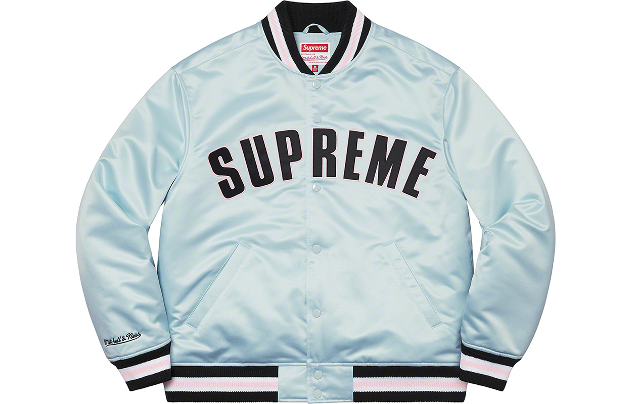 Куртка Supreme Week 8 x Mitchell & Ness Satin Varsity Jacket (разноцветный) — фото 3