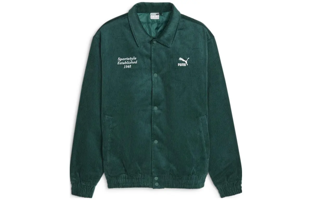 PUMA Jackets Men's Green Lapel Moderate Other