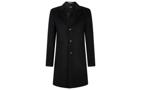 HUGO BOSS Coats Men's Black Lapel Moderate