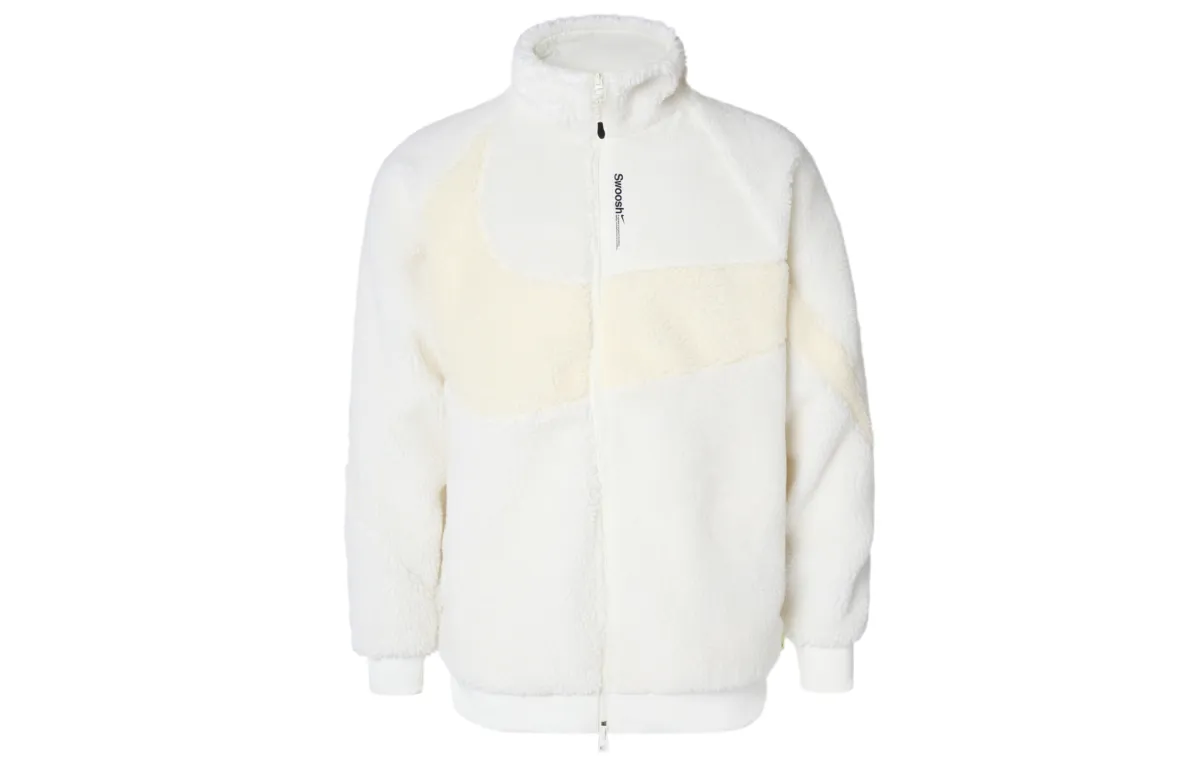 Nike Velvet Jackets Men's White Stand Collar Moderate Straight Fit
