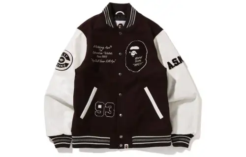 A BATHING APE Baseball Jerseys Unisex Brown Baseball Collar Moderate Straight Fit