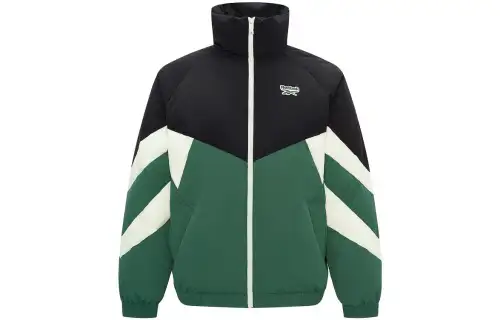 Reebok Down Jackets Unisex Dark Green/Black/Beige White Stand Collar Moderate Other