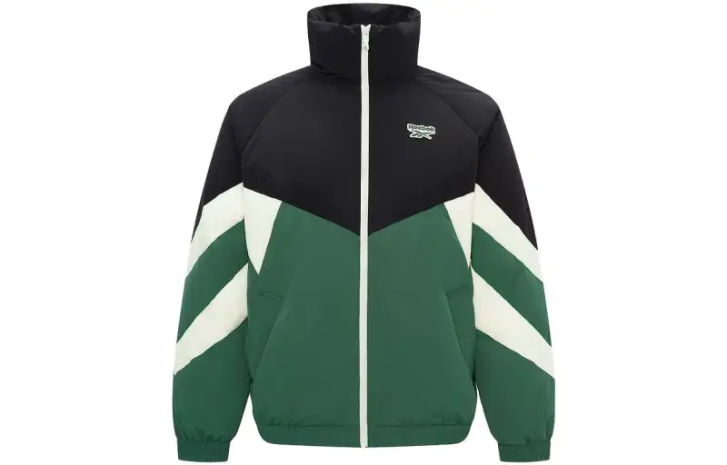 Reebok Down Jackets Unisex Dark Green/Black/Beige White Stand Collar Moderate Other