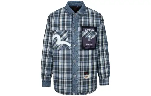 EVISU Jackets Men's Blue Square Collar Moderate Other