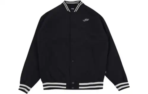 Vans Puffer Jackets Unisex Black Baseball Collar Moderate