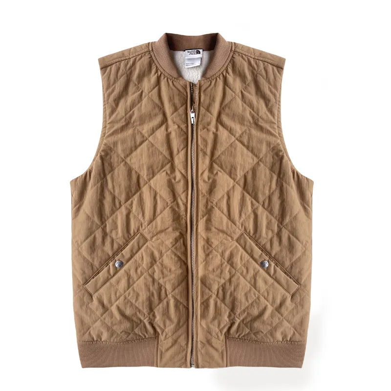 THE NORTH FACE Fleece Lined Waterproof Stand Collar Vest Men's Khaki Yellow